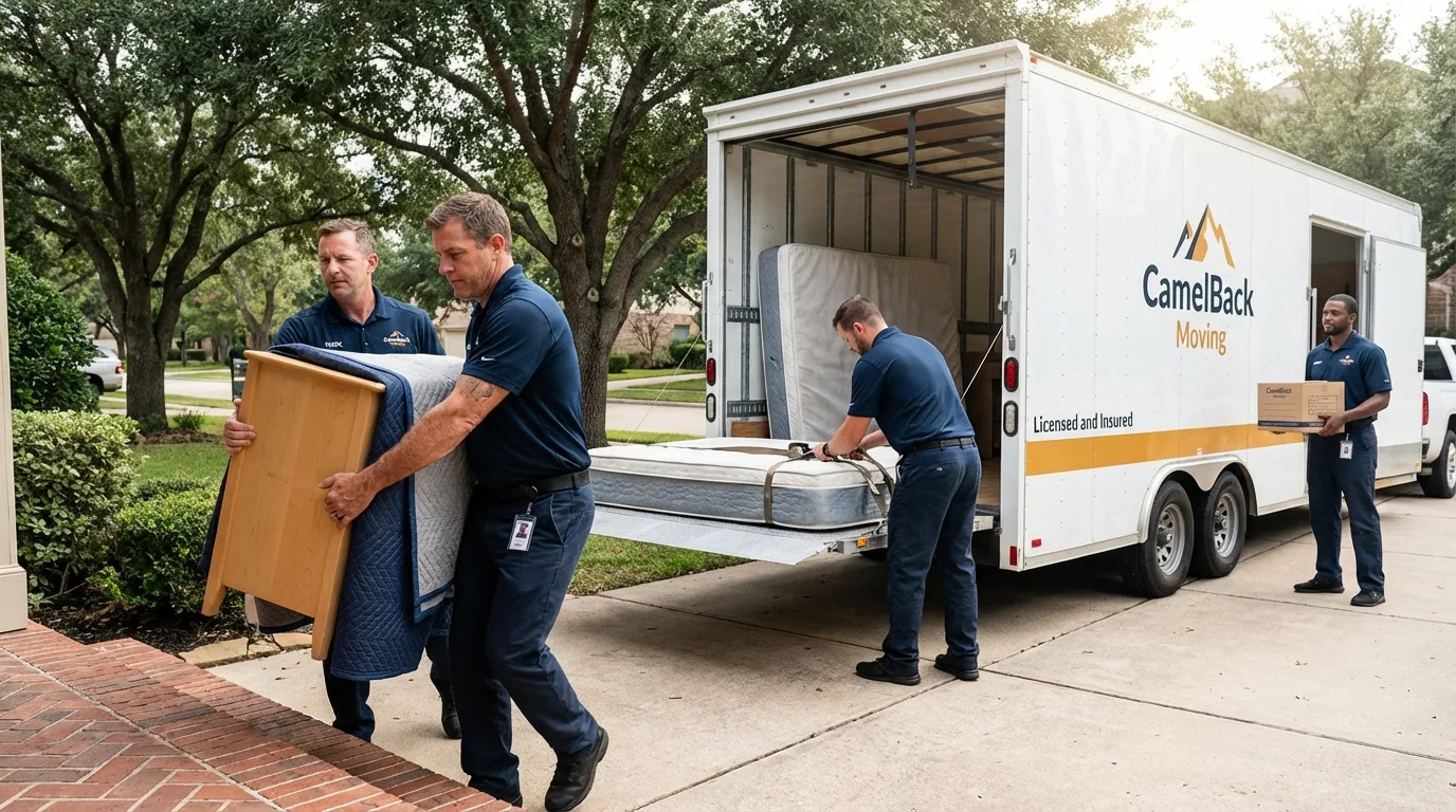 Crew loading residential truck for cross-state move from Franklin Lakes, NJ