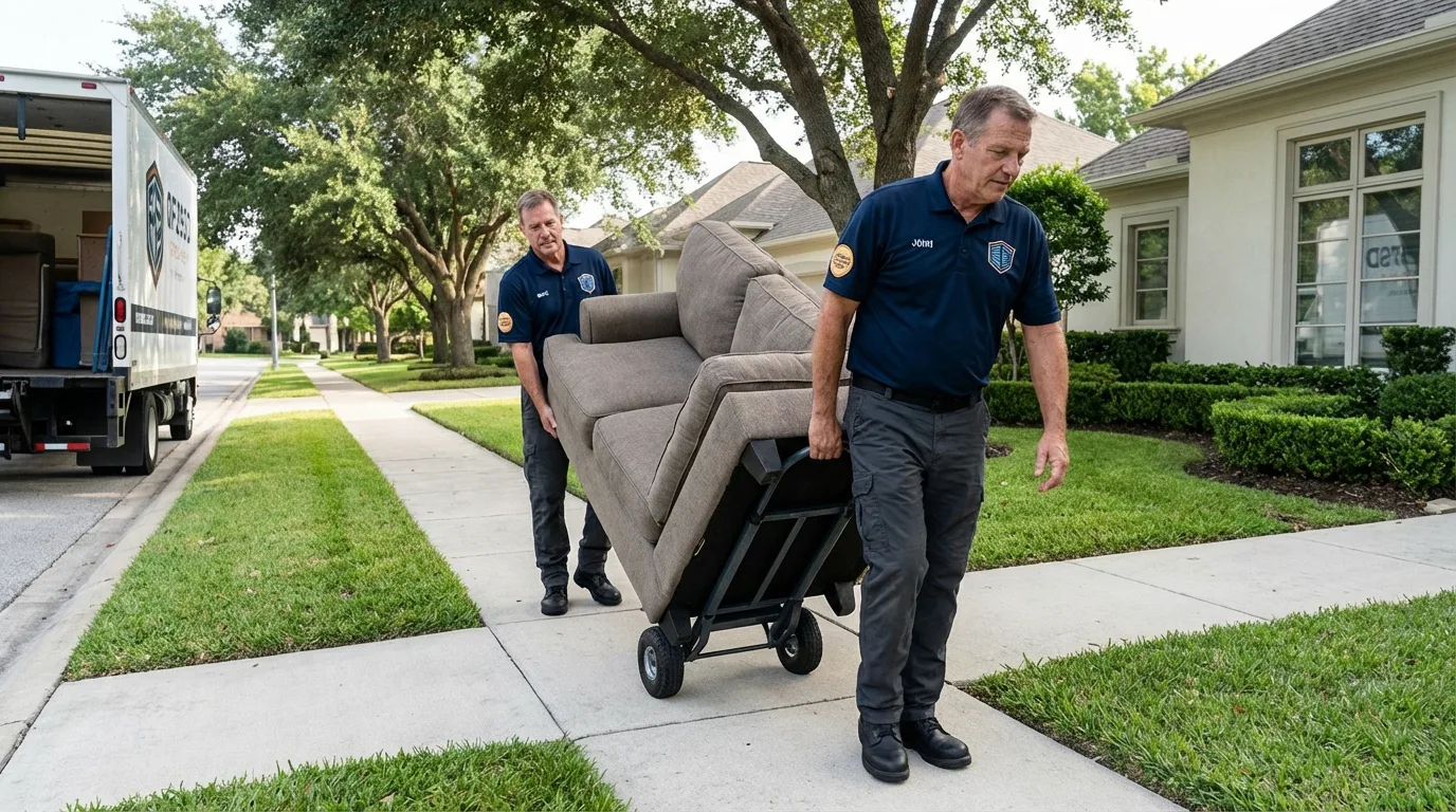 Local residential moving crew loading furniture in Franklin Lakes, NJ