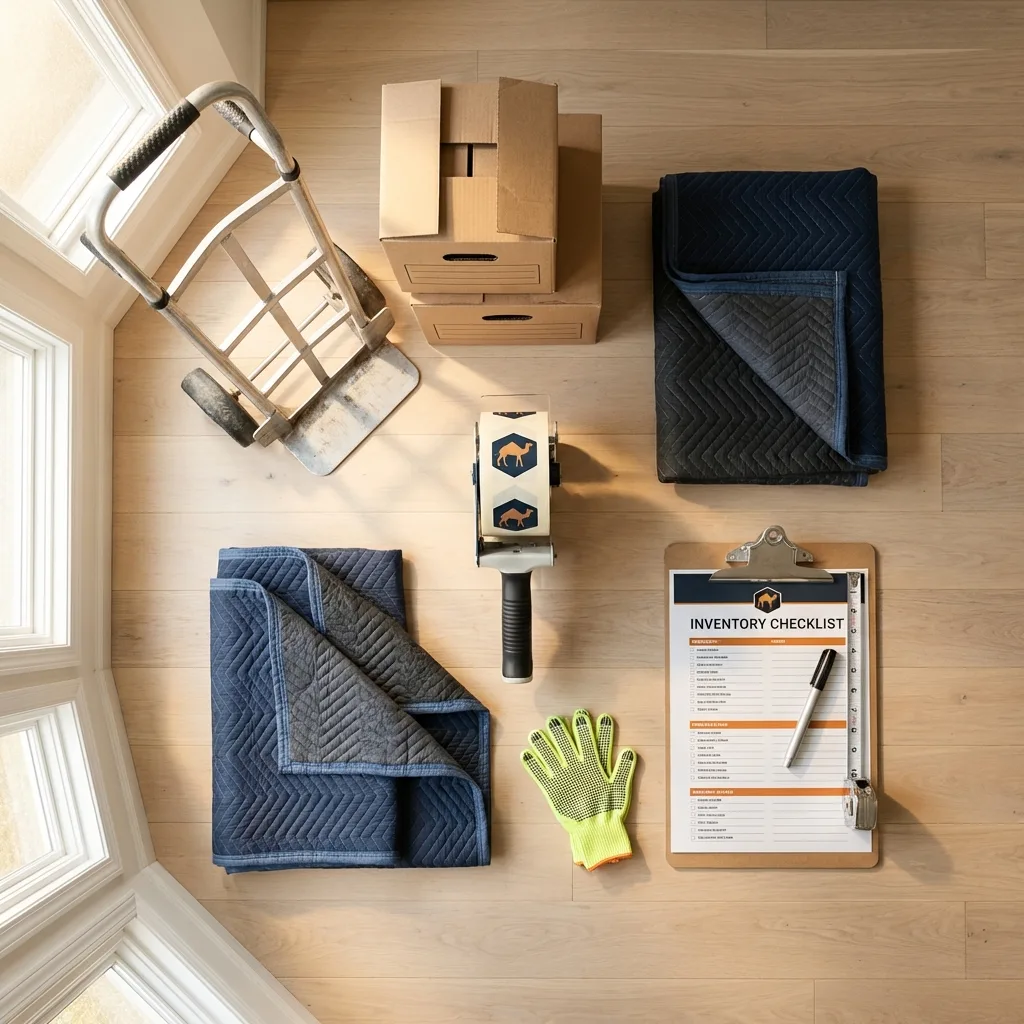 Professional moving supplies and packing materials layout for Franklin Lakes residential relocations